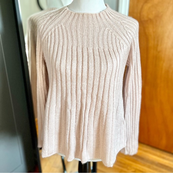 Cupio A-lined Ribbed Knit Sweater Champagne Size Sm - Picture 1 of 8